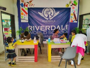 Health check up camp in Riverdale school